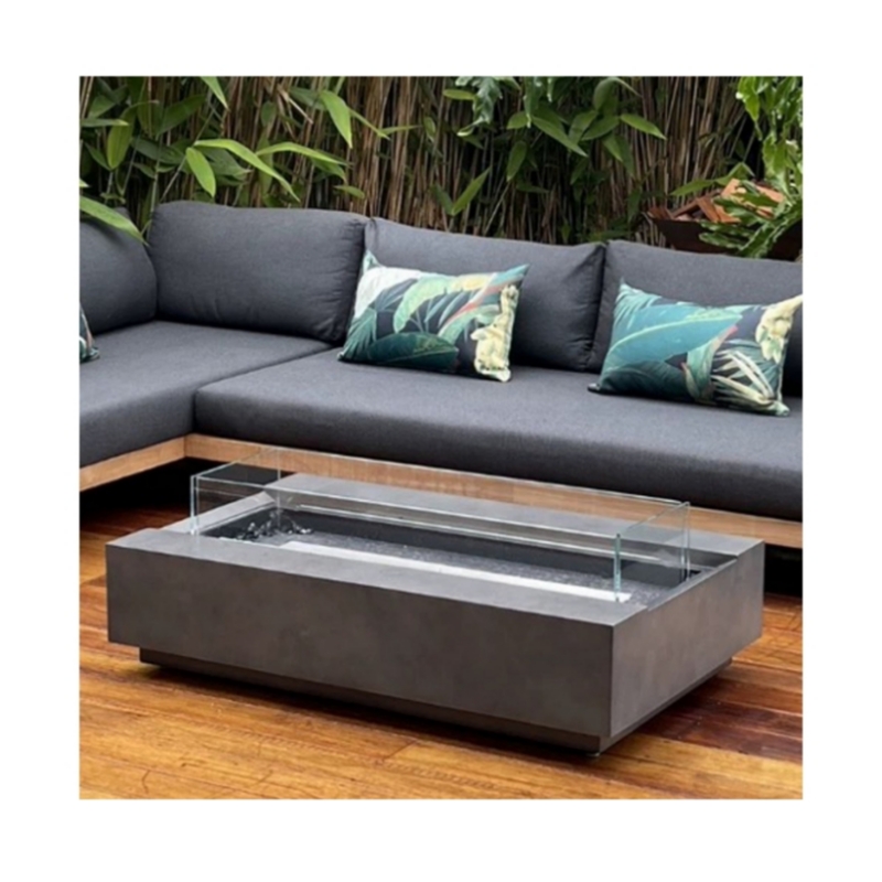 Outdoor Furniture With Fire Pit Table - Modern Corten Çelik Şömine Gazlı Dış