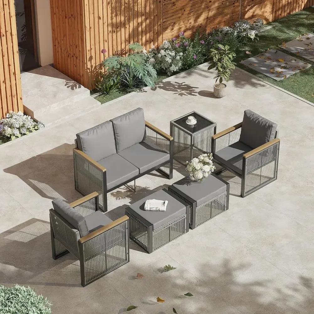 Outdoor Furniture Grey - 6 Parçalı Gri Dış Mekan Veranda