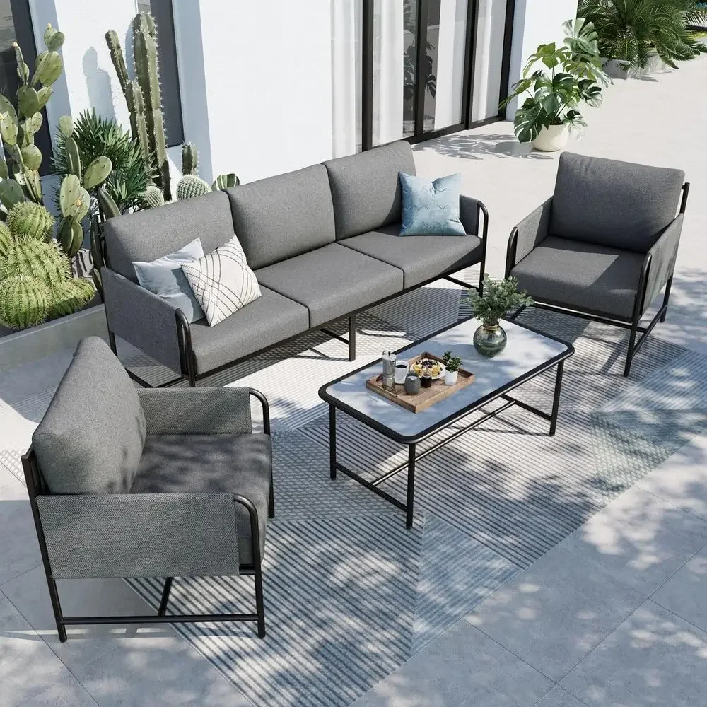 Outdoor Furniture Grey - 5 Kişilik Dış Mekan Veranda Mobilya