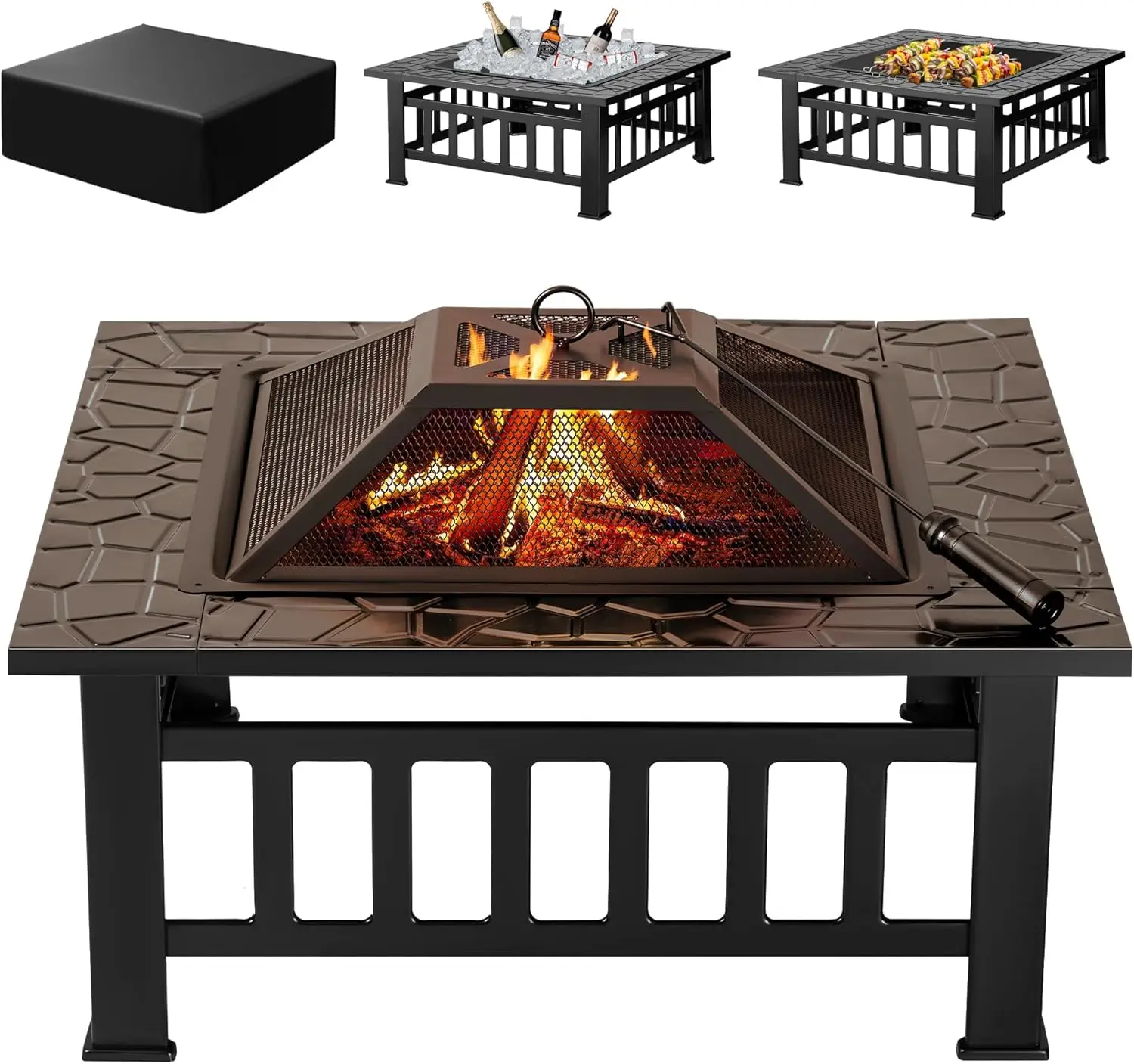 Outdoor Furniture With Fire Pit Table - Dış Mekan Ateş Çukuru, 32 İnç