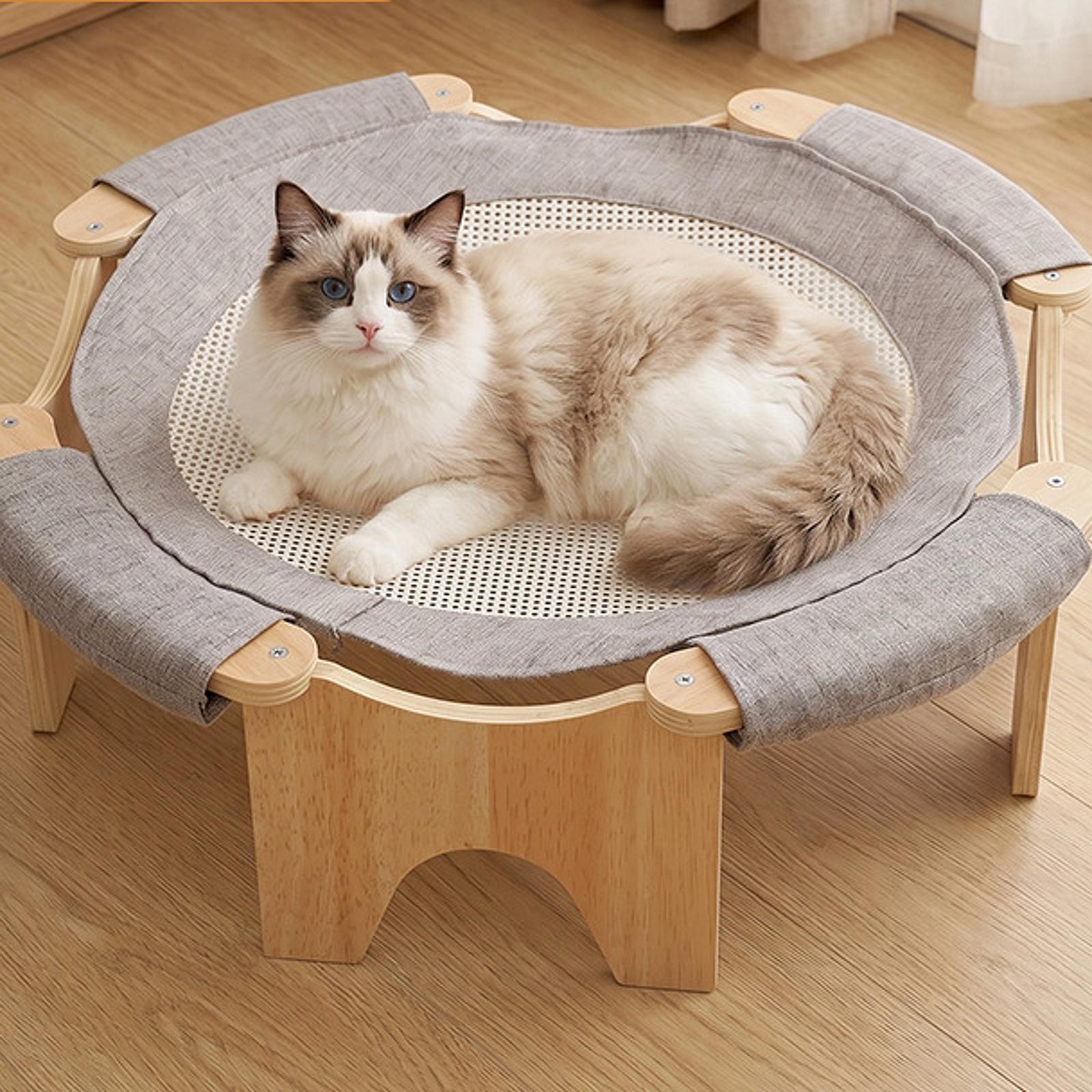 Outdoor Furniture Durable - Yükseltilmiş Ahşap Kedi Yatağı, Nefes Alabilen