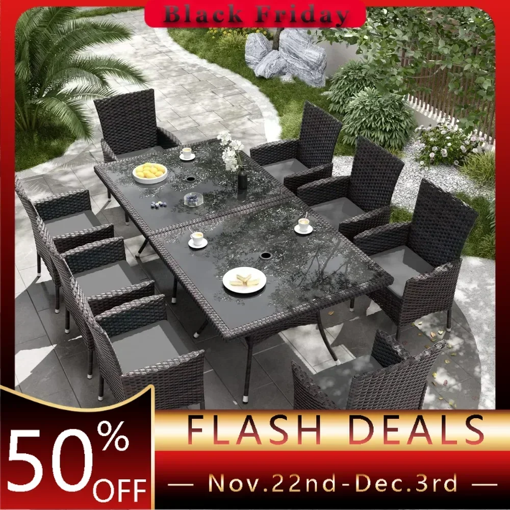 Outdoor Furniture Grey - Teras Mobilya Seti, 8 Minderli Sandalye