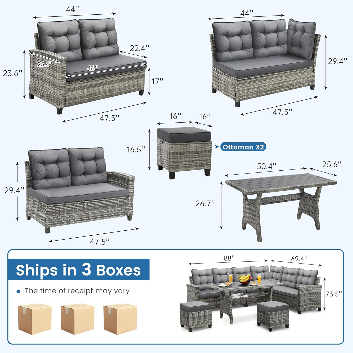 6 Parça Veranda Mobilya Seti,  - Outdoor Furniture Grey incelemesi ve fiyatı