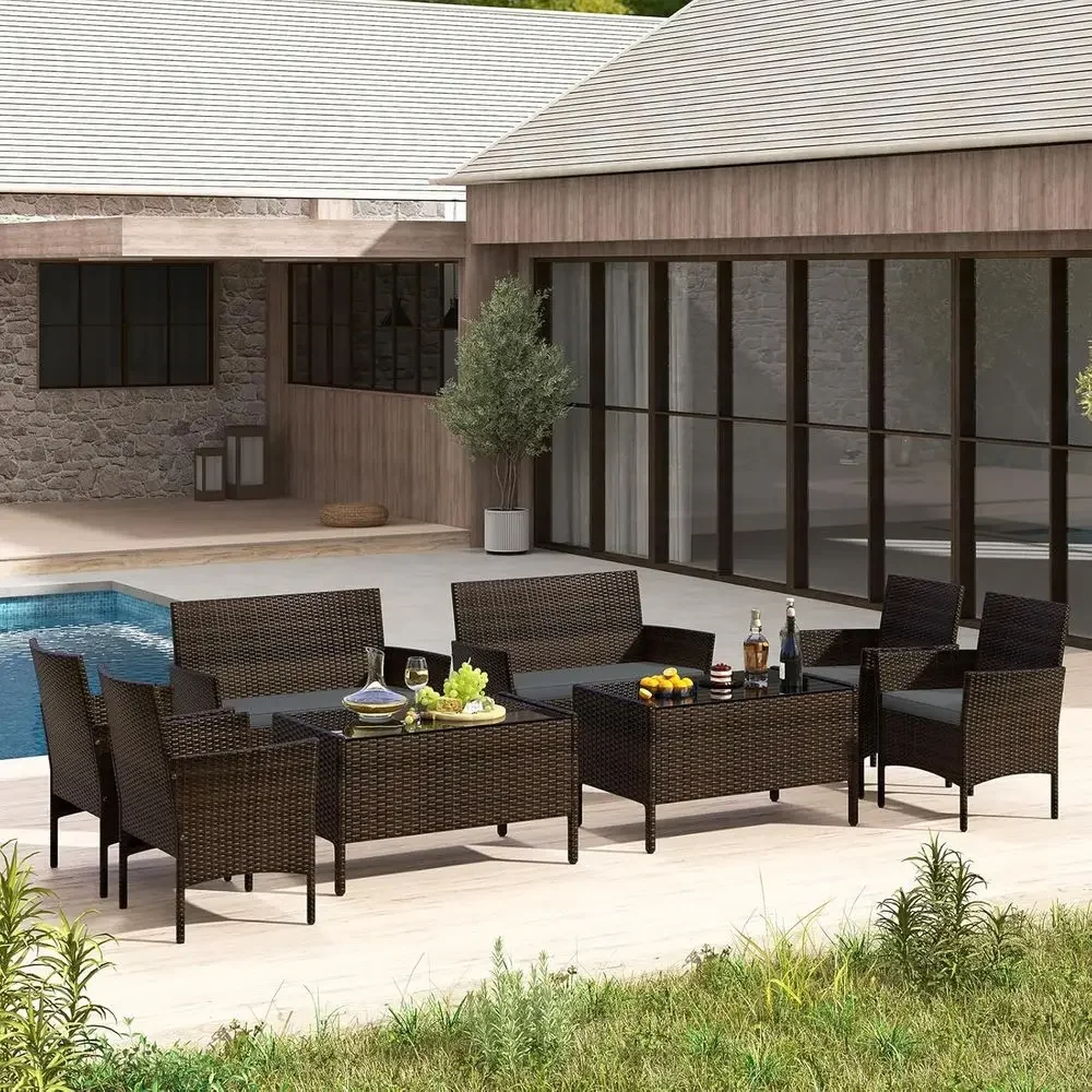 8 Parçalı Dış Mekan Rattan Ver - Outdoor Furniture Grey incelemesi ve fiyatı