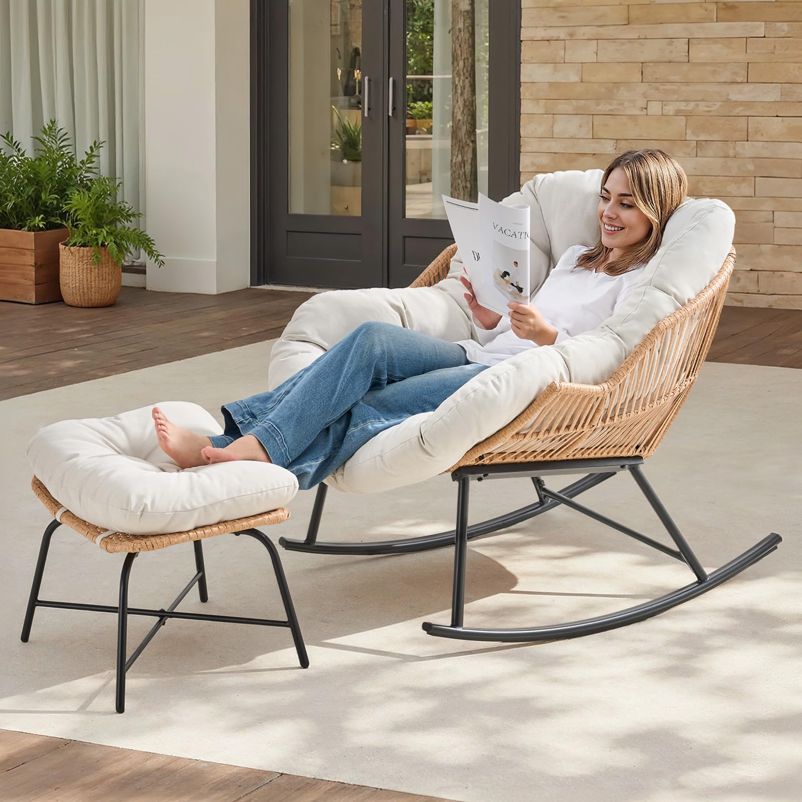 Gri Rattan Papasan Sallanan Sa - Outdoor Furniture Grey incelemesi ve fiyatı