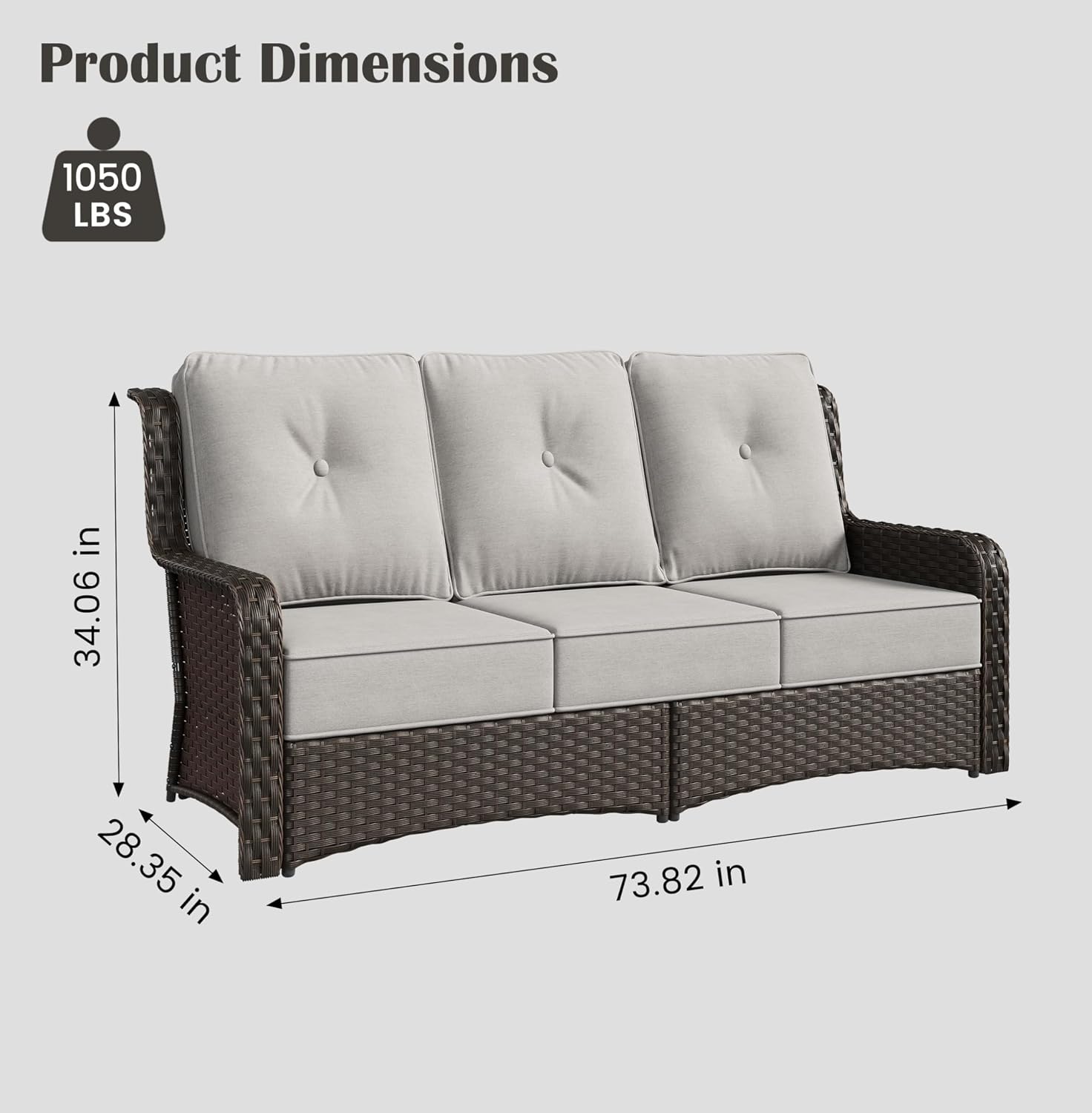 3 Kişilik Hasır Bahçe Koltuğu, - Outdoor Furniture Grey incelemesi ve fiyatı