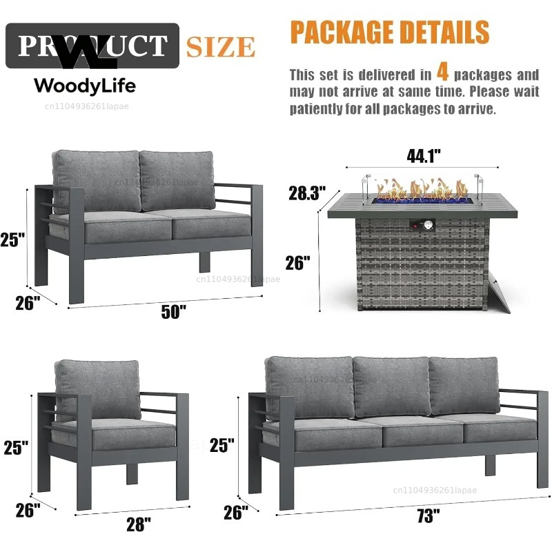 L5 Parçalı Modern Alüminyum Ba - Outdoor Furniture With Fire Pit Table incelemesi ve fiyatı
