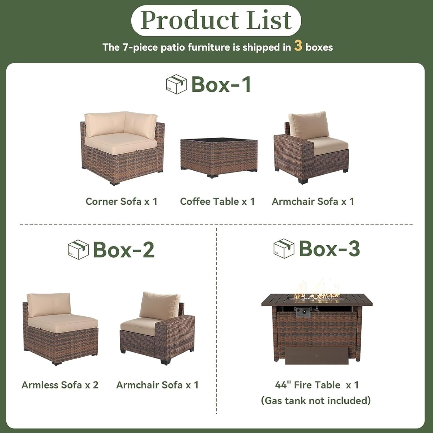 Geniş Kolçaklı ve 44 inç Ateş  - Outdoor Furniture With Fire Pit Table incelemesi ve fiyatı
