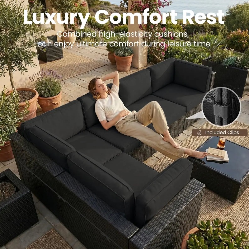 8 Parçalı Veranda Hasır Köşe K - Outdoor Furniture With Fire Pit Table incelemesi ve fiyatı