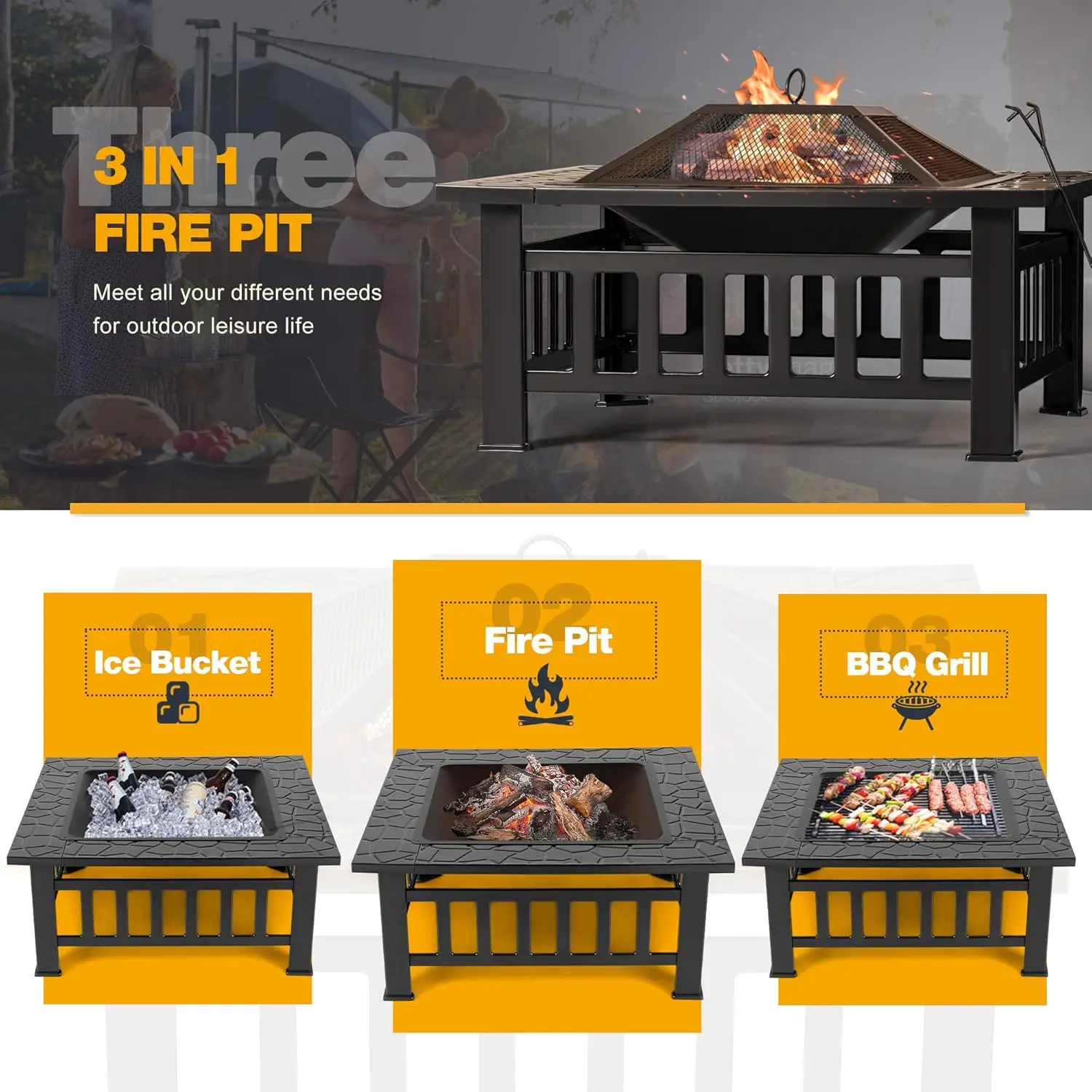 Dış Mekan Ateş Çukuru, 32 İnç  - Outdoor Furniture With Fire Pit Table incelemesi ve fiyatı