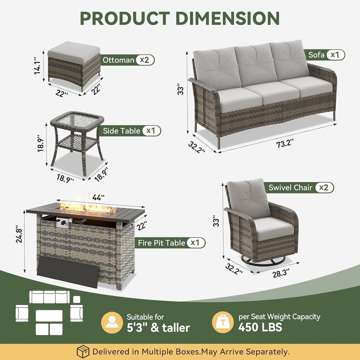 7 Parçalı Hasır Veranda Takımı - Outdoor Furniture With Fire Pit Table incelemesi ve fiyatı