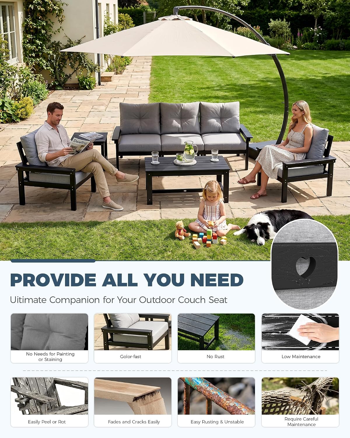 Yan Sehpalı, Siyah Çerçeveli v - Outdoor Furniture Grey incelemesi ve fiyatı