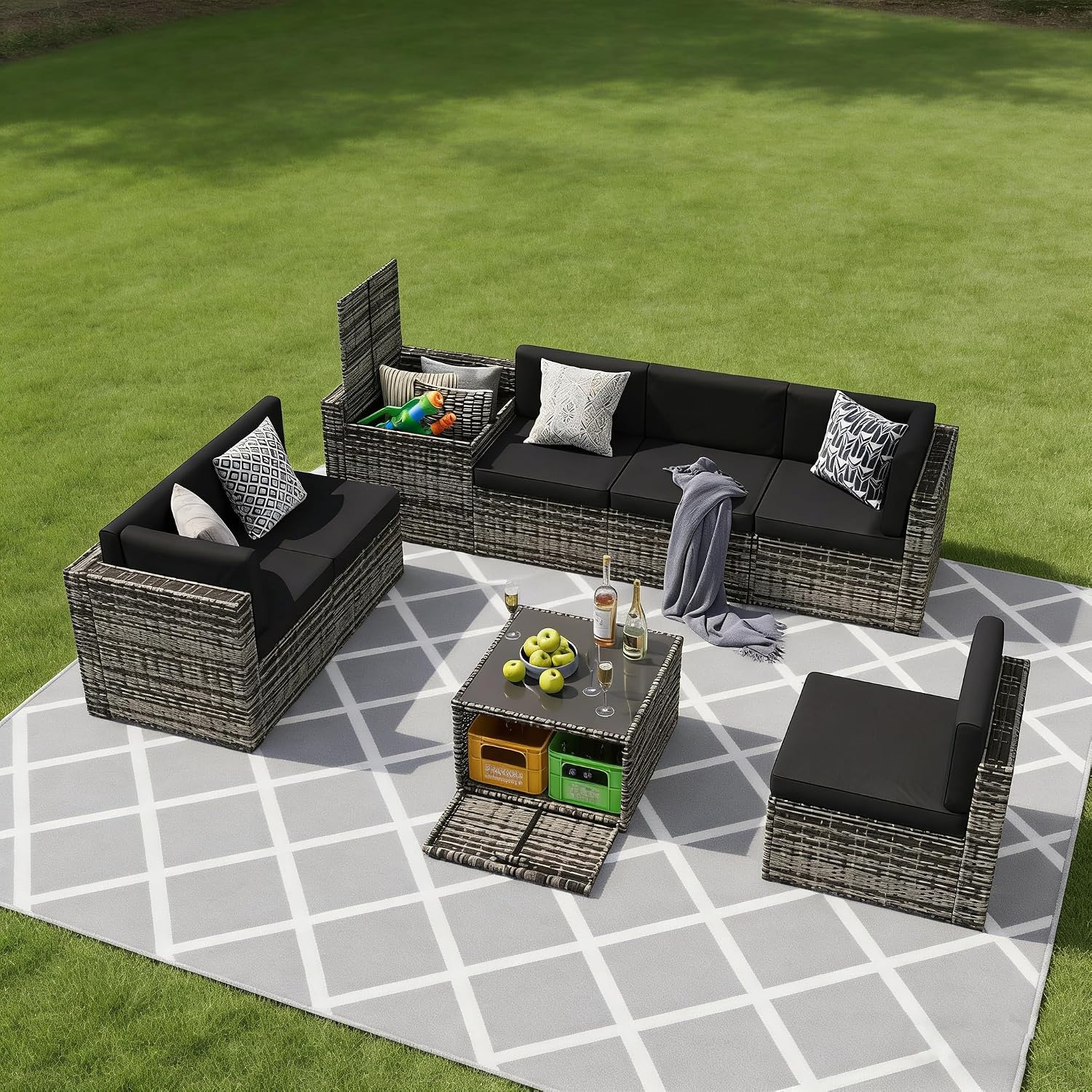 8 Parçalı Hasır Bahçe Köşe Kol - Outdoor Furniture Grey incelemesi ve fiyatı