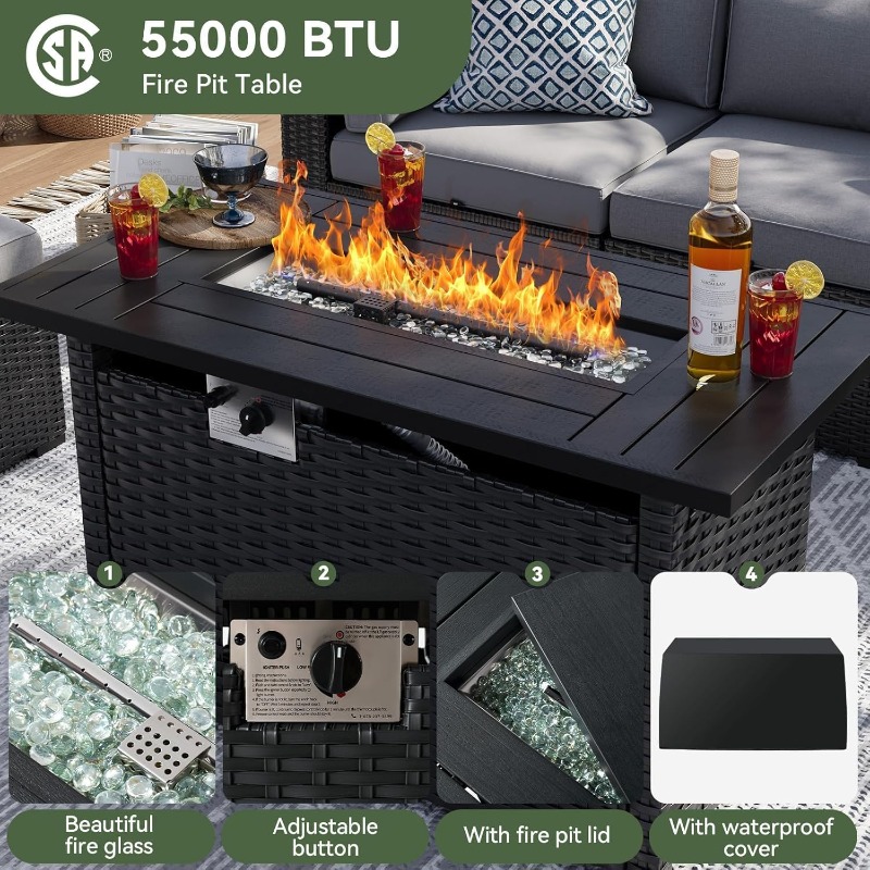 Aoxun 8 Parçalı Bahçe Mobilya  - Outdoor Furniture With Fire Pit Table incelemesi ve fiyatı