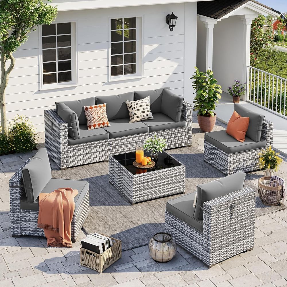 7 Parçalı PE Hasır Köşe Koltuk - Outdoor Furniture Grey incelemesi ve fiyatı