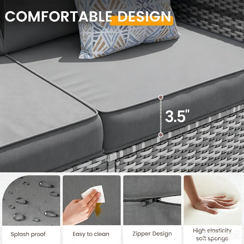 7 Parçalı PE Hasır Köşe Koltuk - Outdoor Furniture Grey incelemesi ve fiyatı