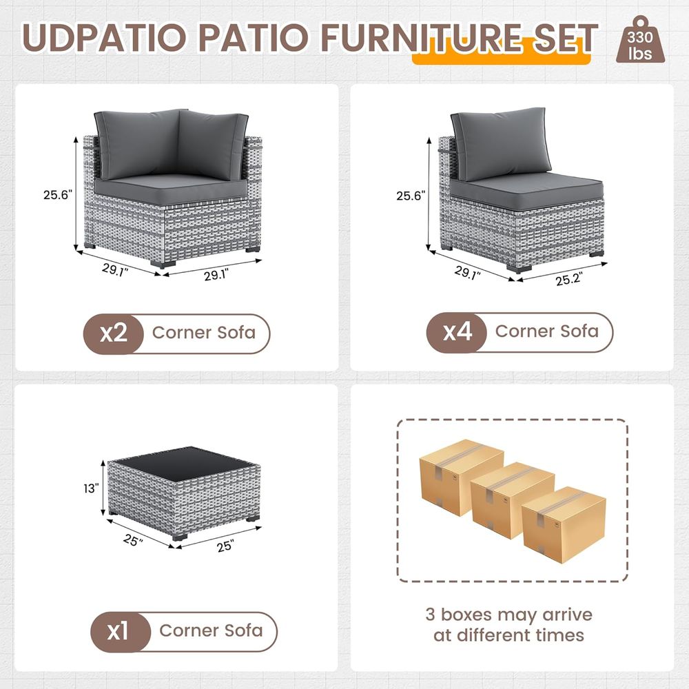 7 Parçalı PE Hasır Köşe Koltuk - Outdoor Furniture Grey incelemesi ve fiyatı