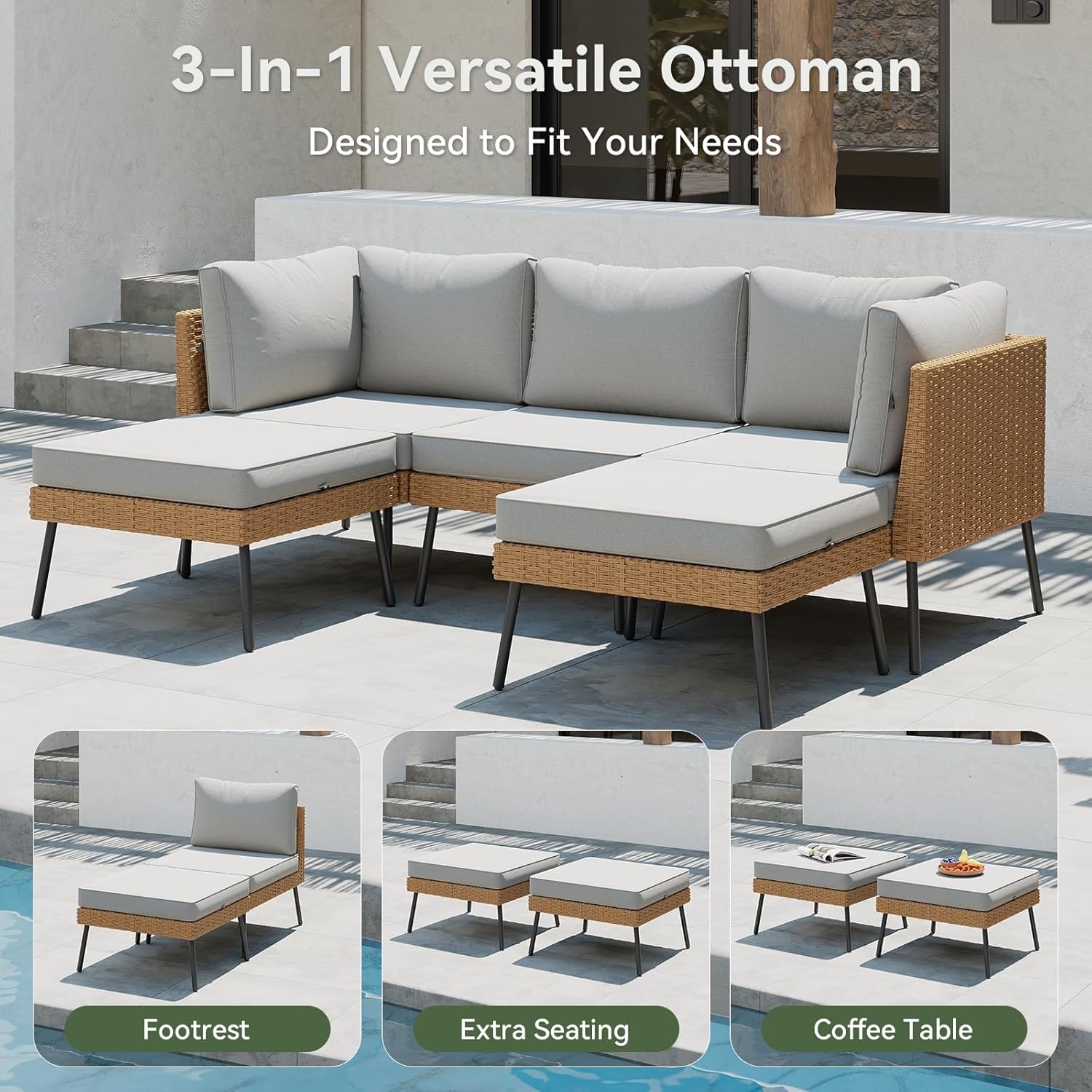 Aoxun 10 Parça Açık Hava Veran - Outdoor Furniture Grey incelemesi ve fiyatı