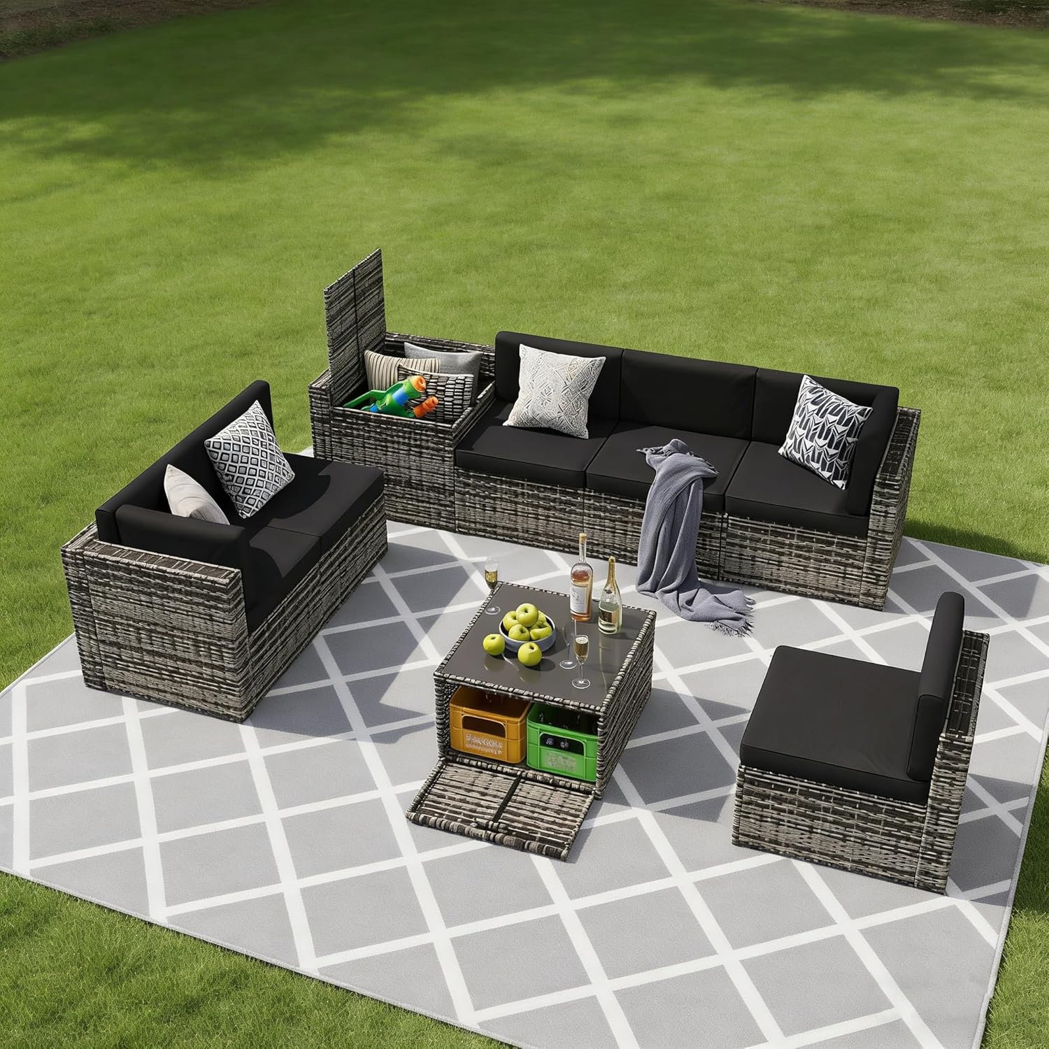 8 Parçalı Hasır Rattan Veranda - Outdoor Furniture Grey incelemesi ve fiyatı
